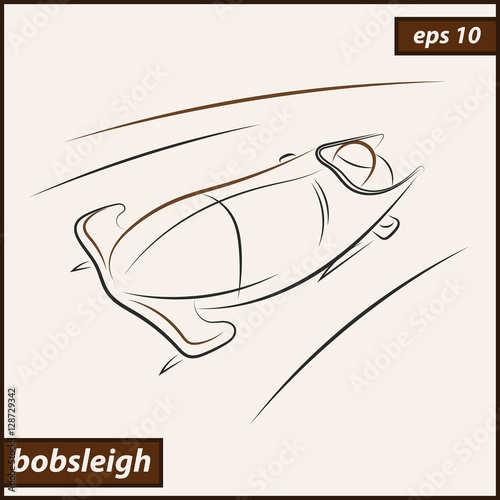 Vector illustration. Illustration shows a bobsledder driving on the car. Bobsleigh. Winter sport