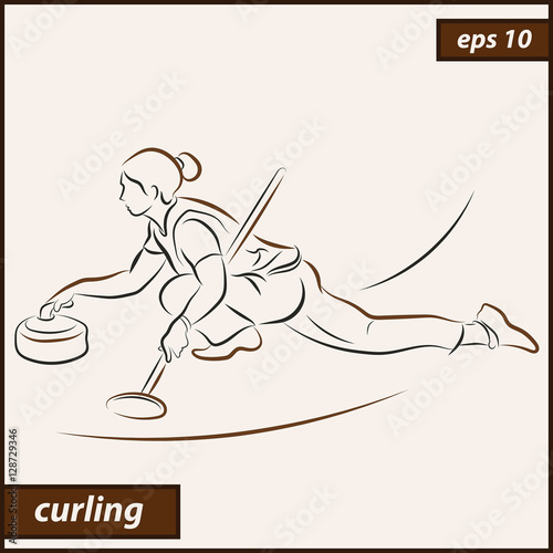 Vector illustration. Illustration shows a athlete playing curling. Curling. Winter sport