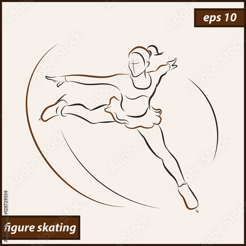 Vector illustration. Illustration shows a skater performs exercises. Figure skating. Winter sport