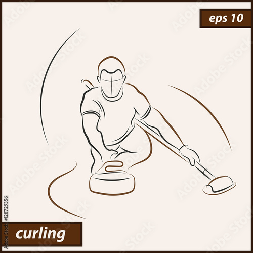 Vector illustration. Illustration shows a athlete playing curling. Curling. Winter sport