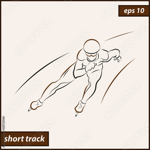 Vector illustration. Illustration shows a sportsman running on skates. Short track. Winter sport