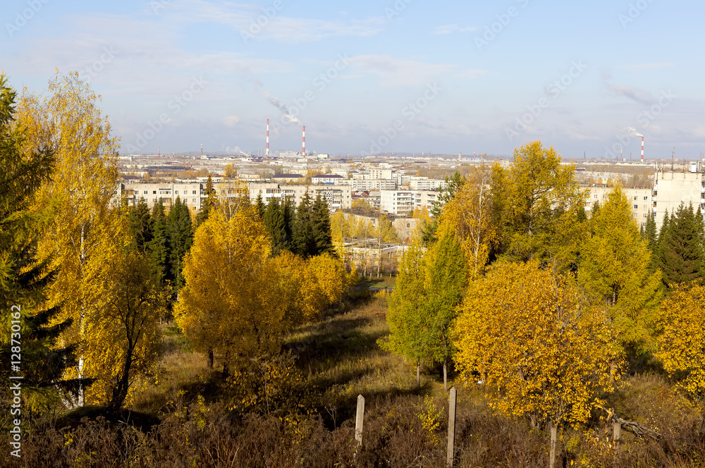 Вид на Нижний Тагил с Пихтовой горы. Свердловская область. Россия.