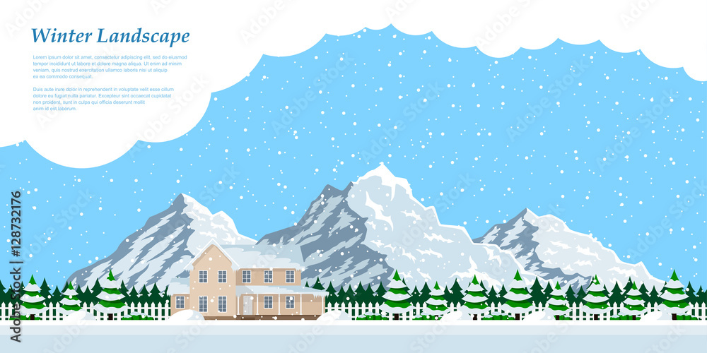 winter house landscape winter house landscape