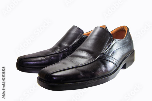 Leather men's shoes on white background