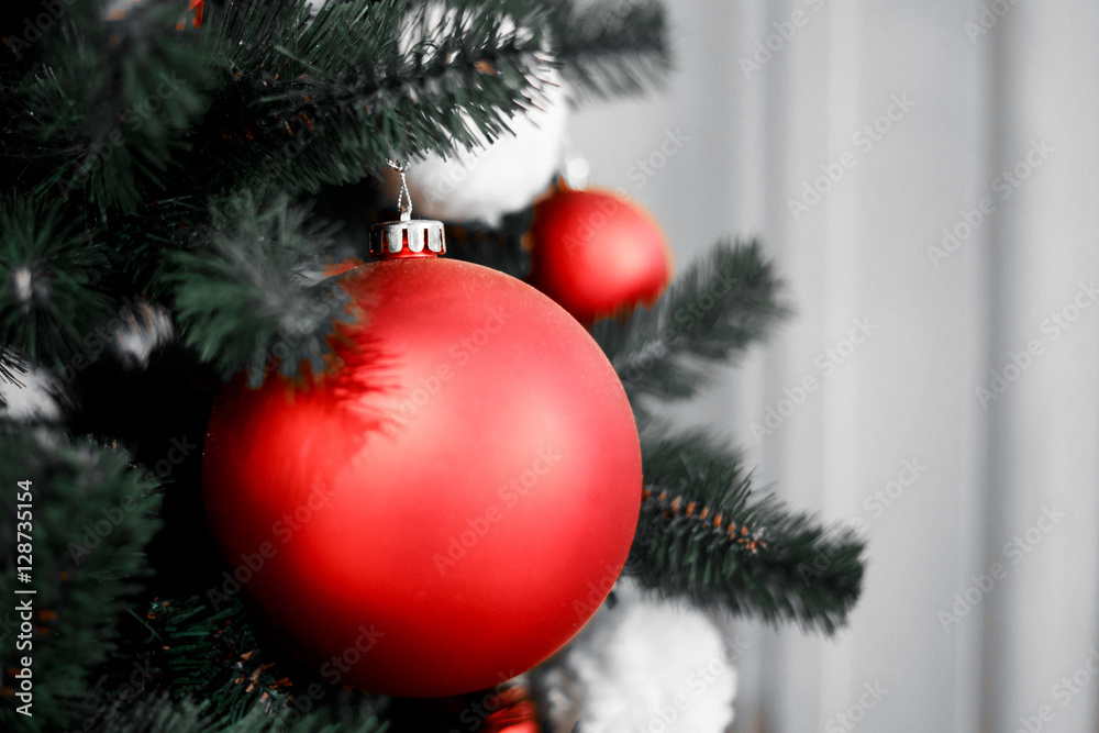 red and white Christmas balls, gothic card red and white Christmas balls, gothic card