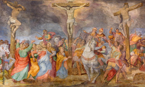 ROME, ITALY - MARCH 25, 2015: The Crucifixion fresco in church Chiesa San Marcello al Corso by G. B. Ricci (1613).