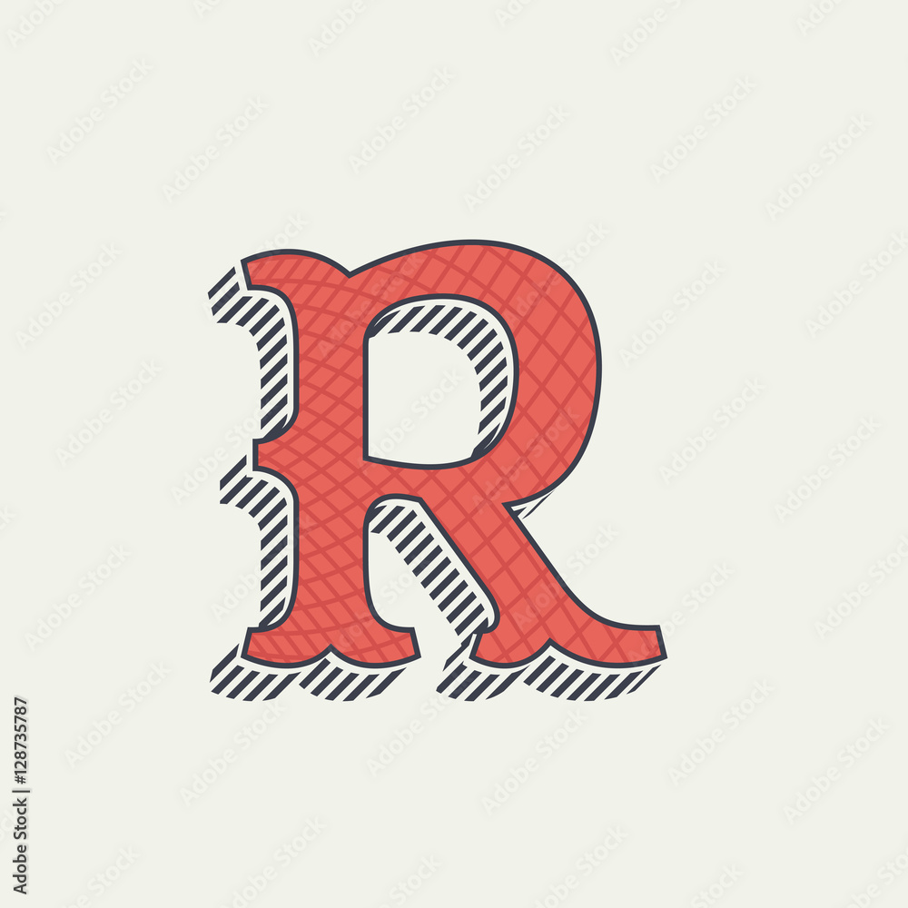 R letter logo. Retro western alphabet with line texture. Stock Vector ...
