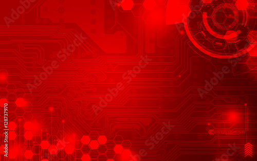 Red technology background and abstract digital tech circle.copy space.
