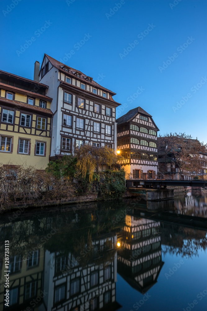 Strasbourg, medieval bridge Ponts Couverts is located in the historic district 