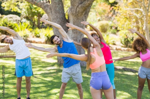 Group of friends exercising