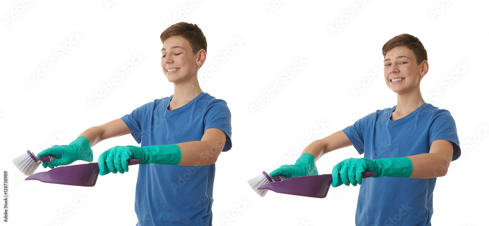 Cute teenager boy over white isolated background Cute teenager boy over white isolated background