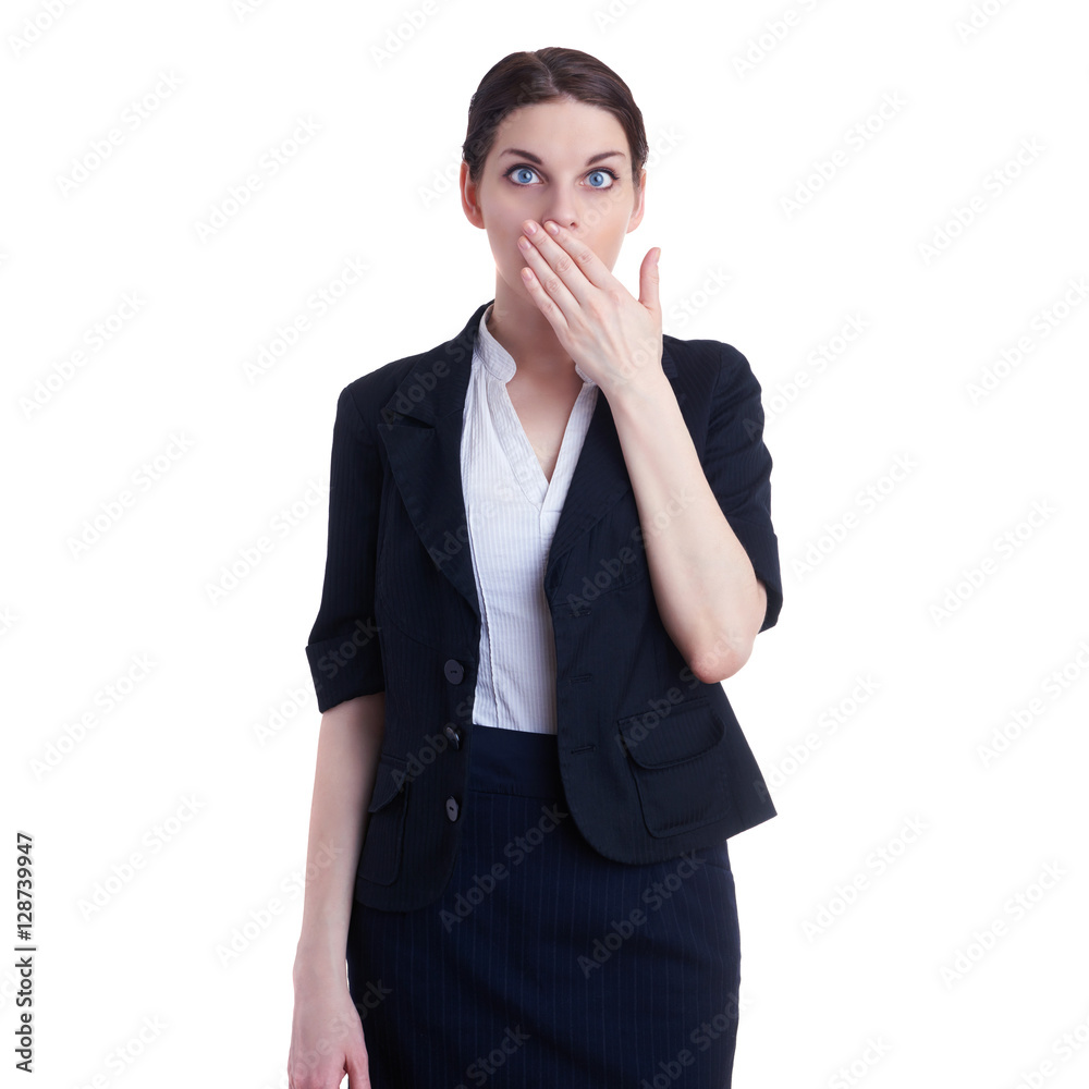 Businesswoman standing over white isolated background Businesswoman standing over white isolated background