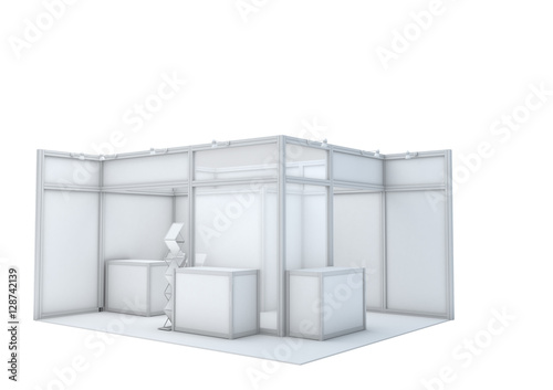 Trade show booth. 3d render isolated on white background