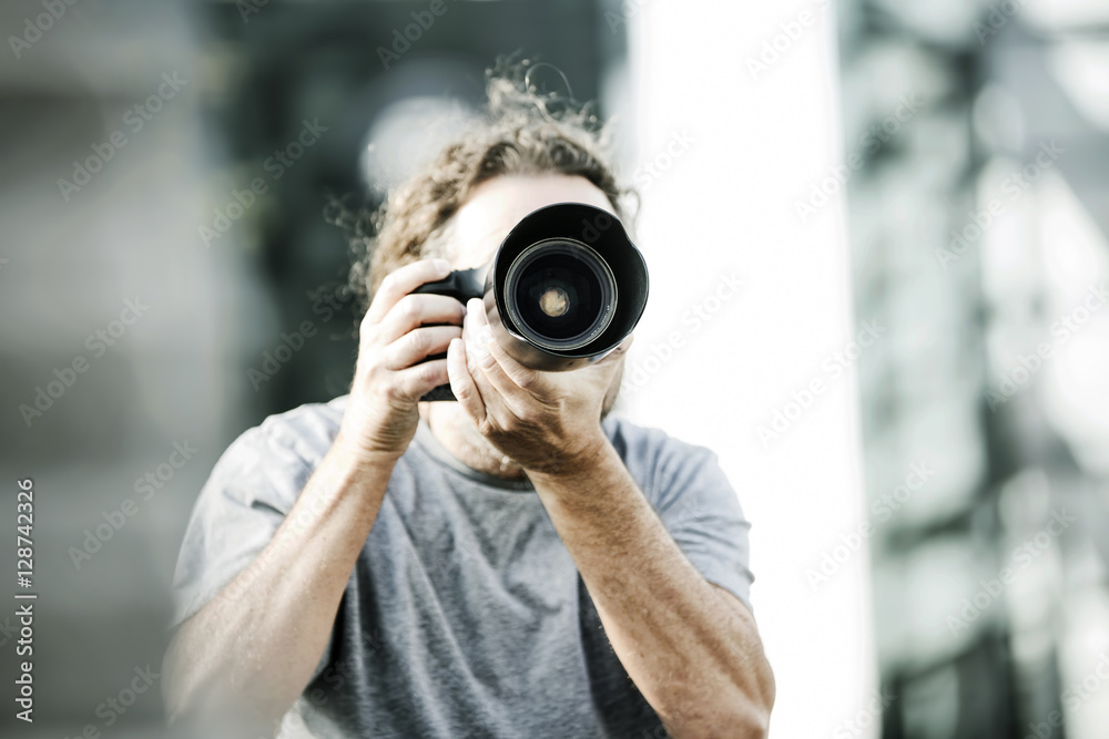 Man pictures with camera Man pictures with camera