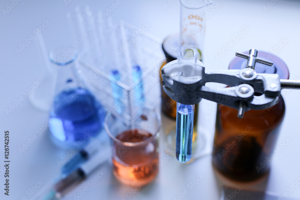 Laboratory glassware, bottle, flasks for experiment in lab. Laboratory glassware, bottle, flasks for experiment in lab.