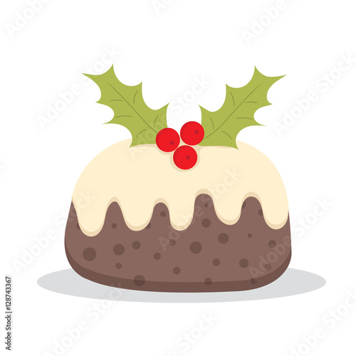 Traditional Christmas Pudding with Holly