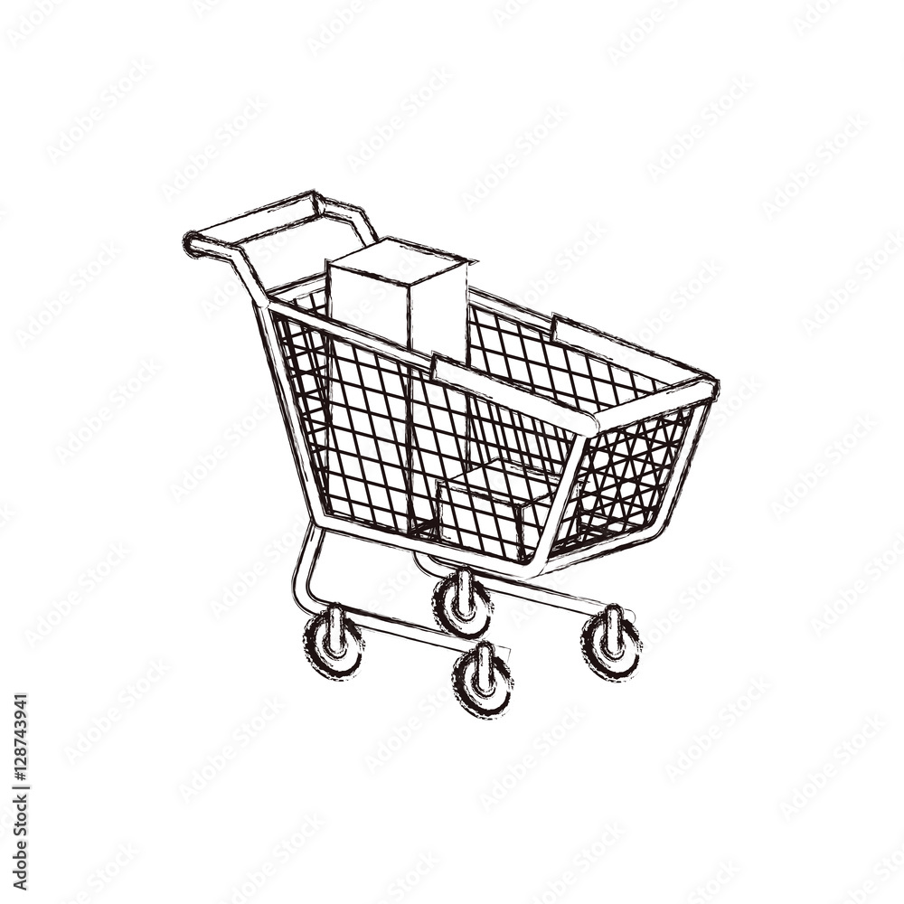 Shopping cart icon. Commerce market store and shop theme. Isolated design. Vector illustration