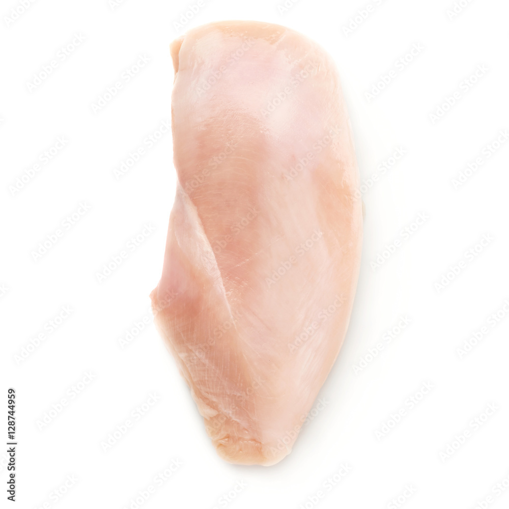 Raw chicken fillet isolated over white background