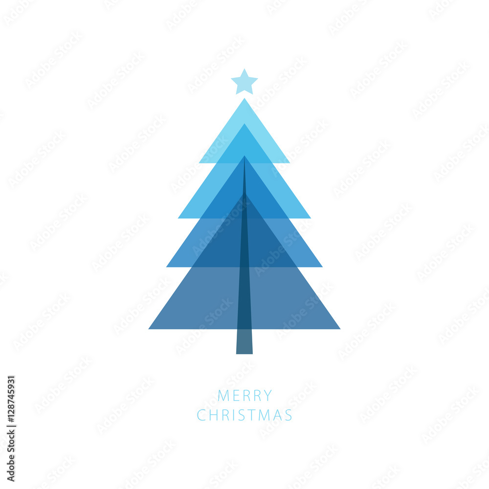 Merry Christmas tree illustration on white background