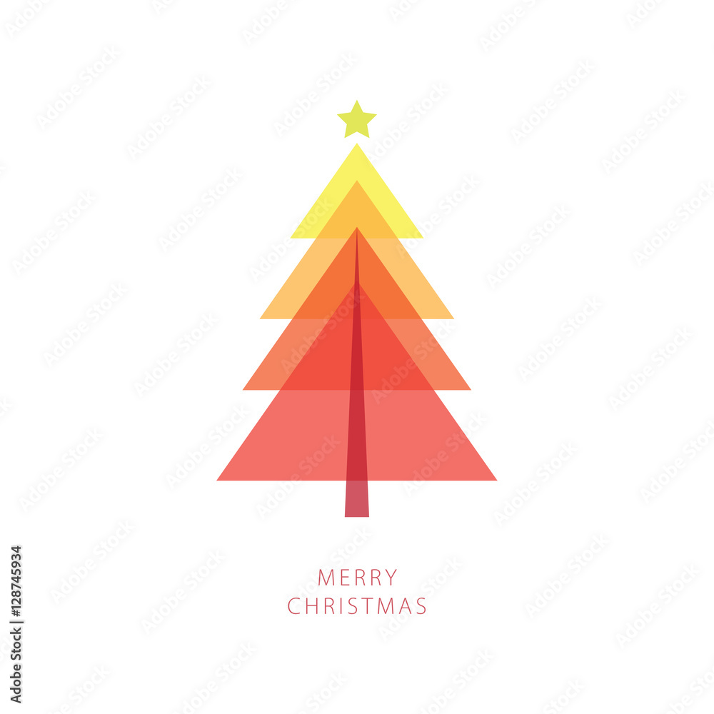Merry Christmas tree illustration on white background Merry Christmas tree illustration on white background