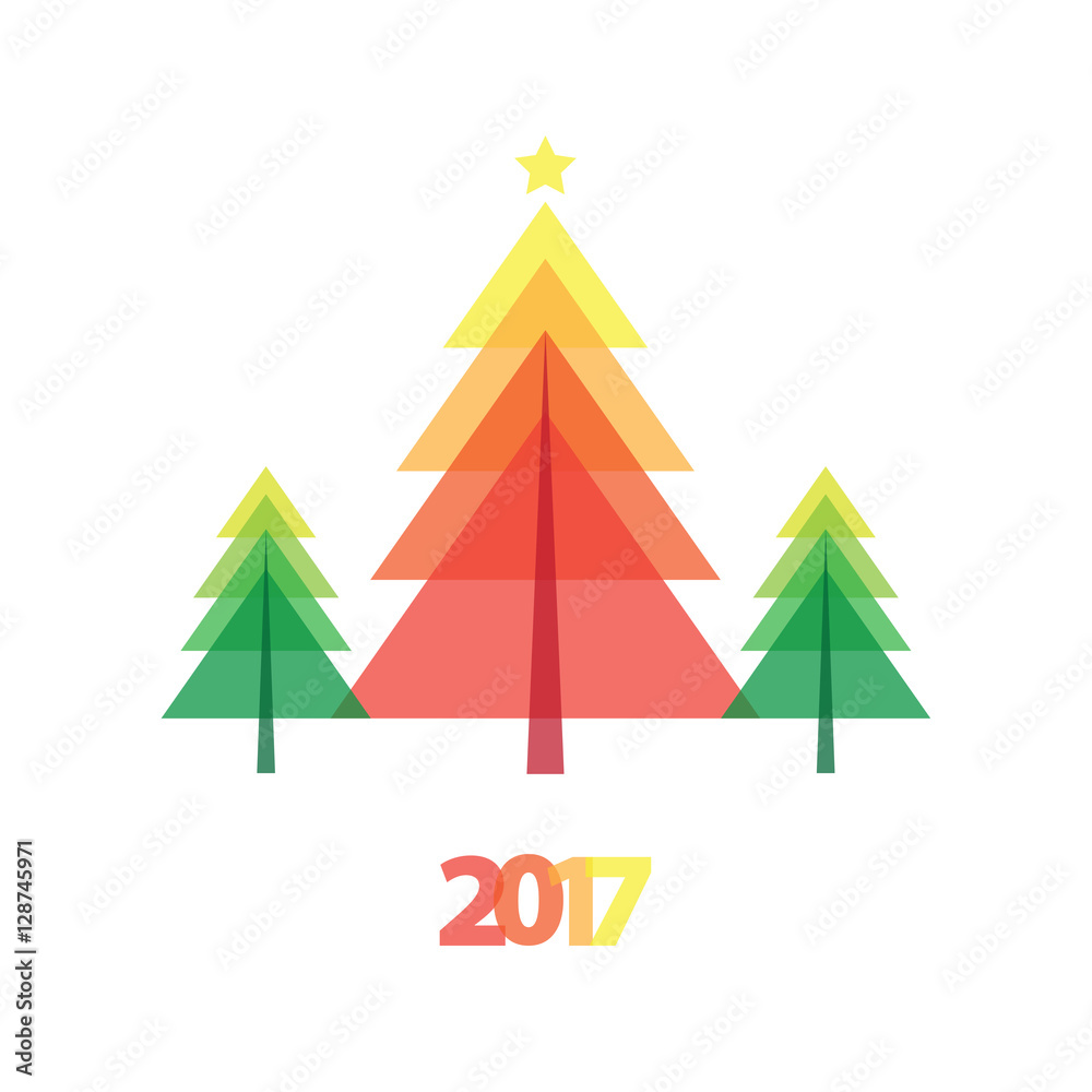 Fototapeta premium Christmas tree illustration on white background