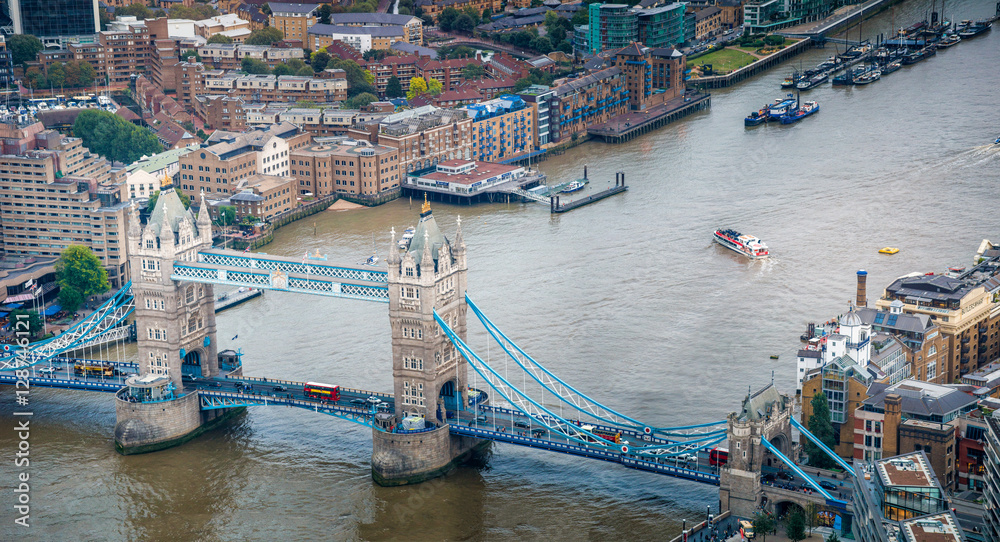 Tower Bridge aerial panoramic view, London - UK