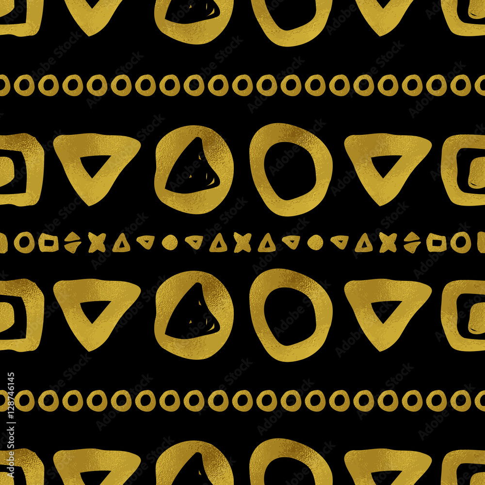 Geometric black and gold seamless pattern Stock Vector | Adobe Stock