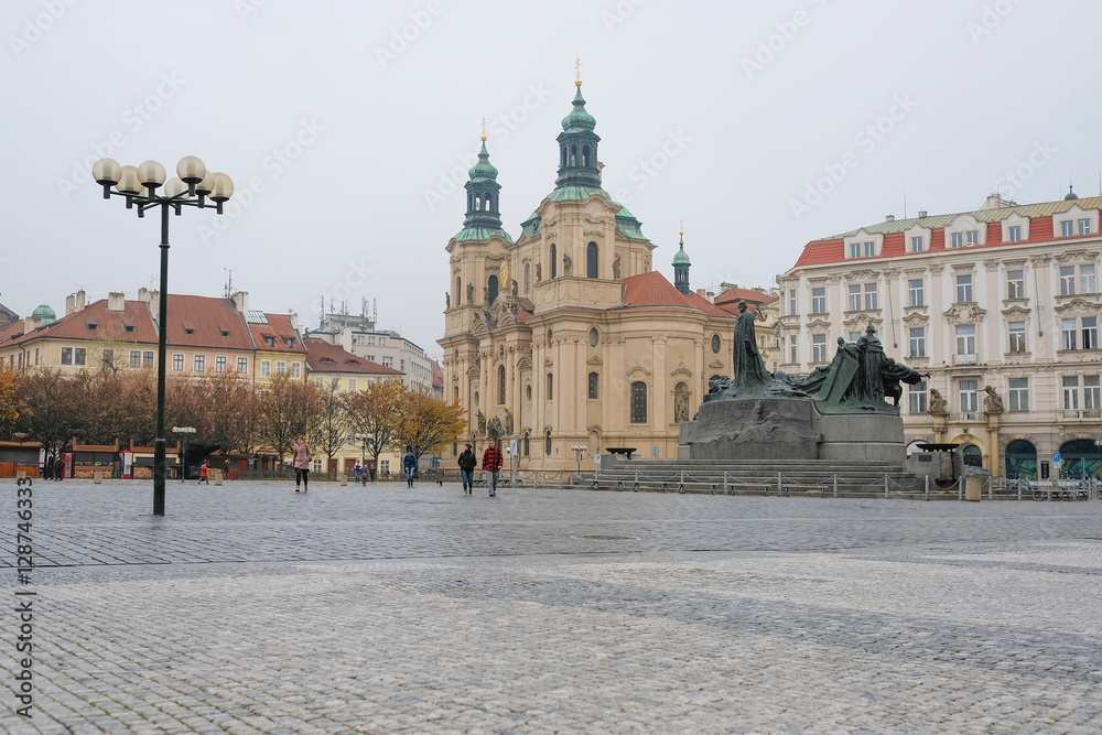 Prague, Czechia - November, 21, 2016: St. Nicholas Church on Old Town Square in Prague, Czechia