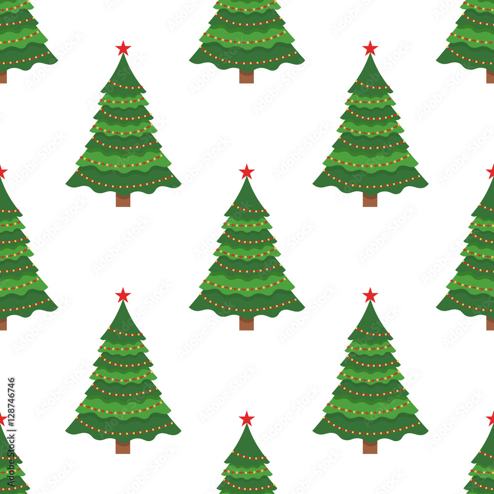 Fototapeta premium Seamless background. Beautiful elegant Christmas pine tree. Vector illustration.