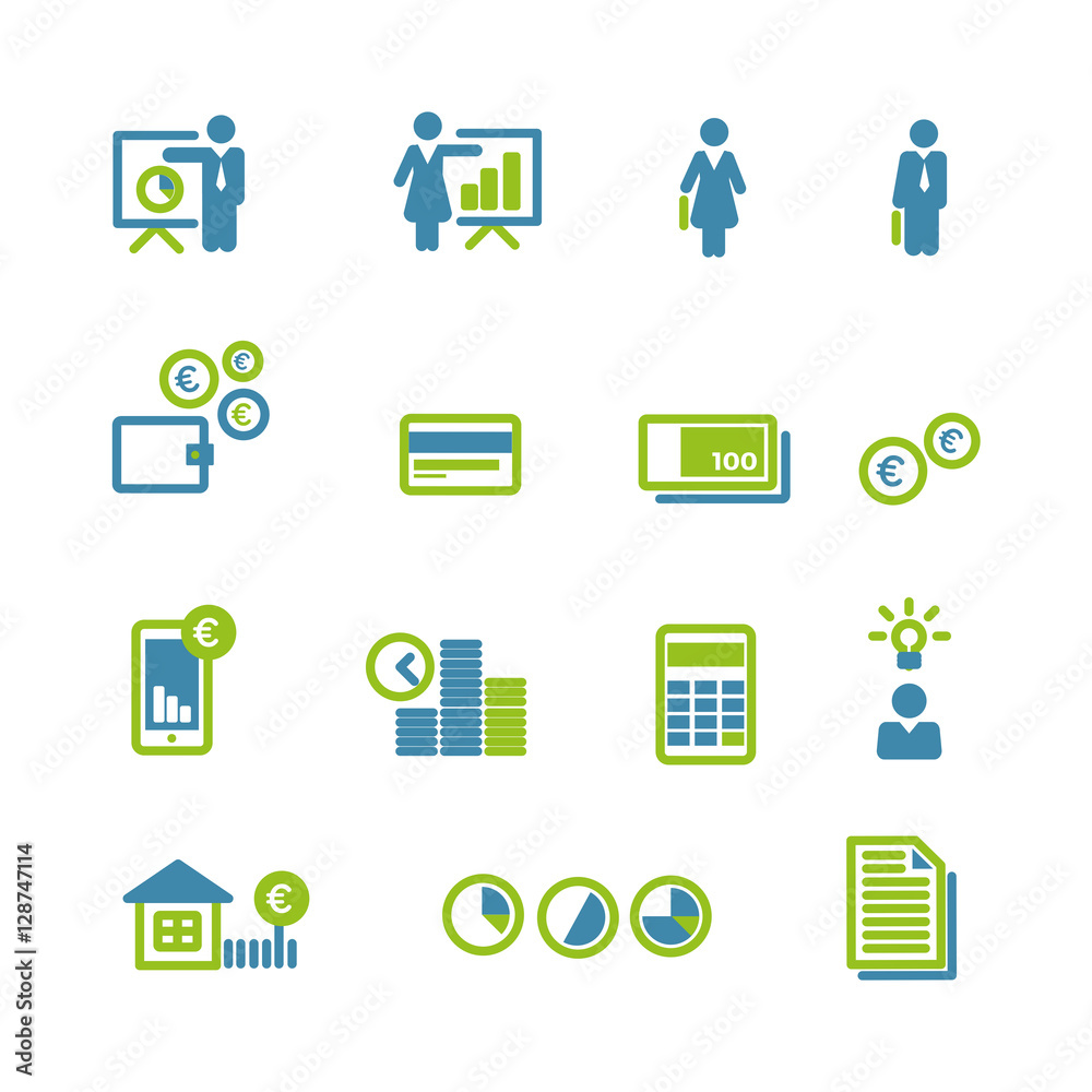 Financial icons vector set for mobile, website, application - euro, money, finance, loan, mortgage. Financial icons vector set for mobile, website, application - euro, money, finance, loan, mortgage.