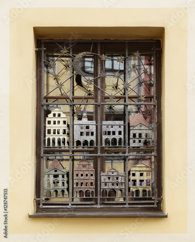 decorated window in Cesky Kromlov, Czech photo