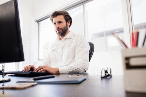 Businessman working on his computer