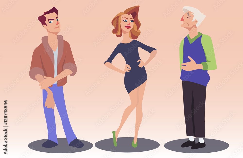 Vector illustration of people with various facial expressions