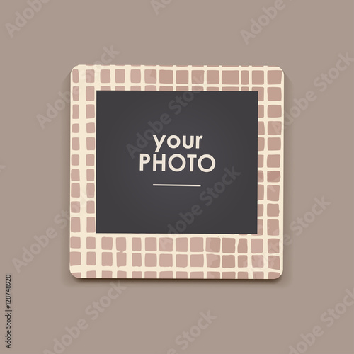 Photo frame Album template for kid, baby, family or memories. Scrapbook concept, vector illustration.