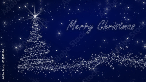 silver Christmas Card on blue Background