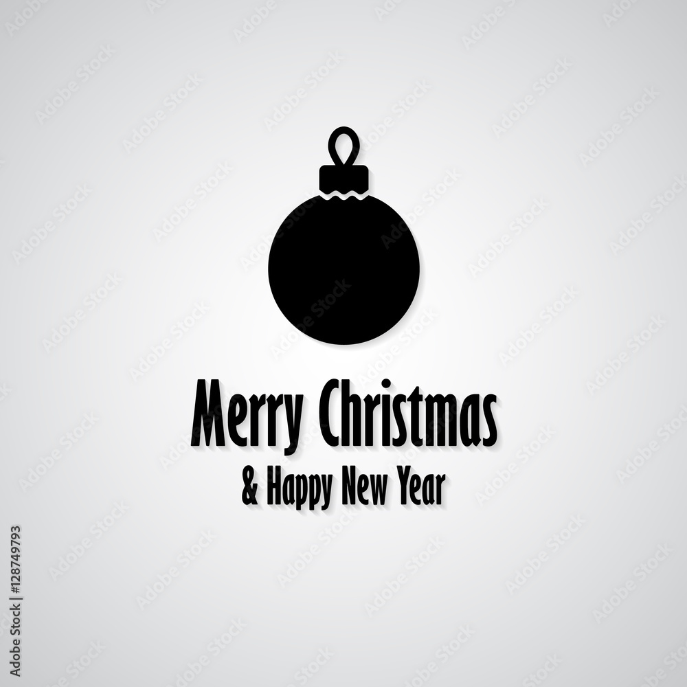 Merry Christmas and Happy New Year greeting card with black Christmas toy Merry Christmas and Happy New Year greeting card with black Christmas toy