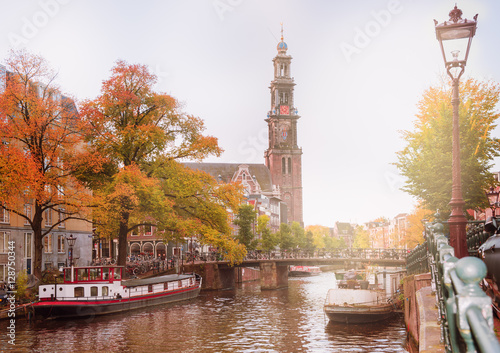 Photography Amsterdam canal and Westerkerk