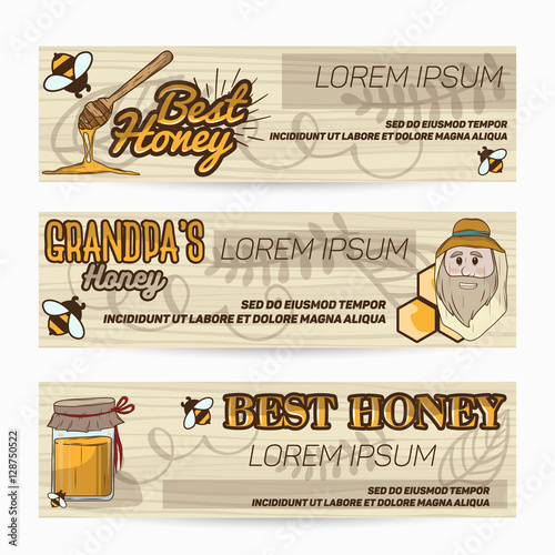 Vector banners, flyers for advertising sweet and natural product honey