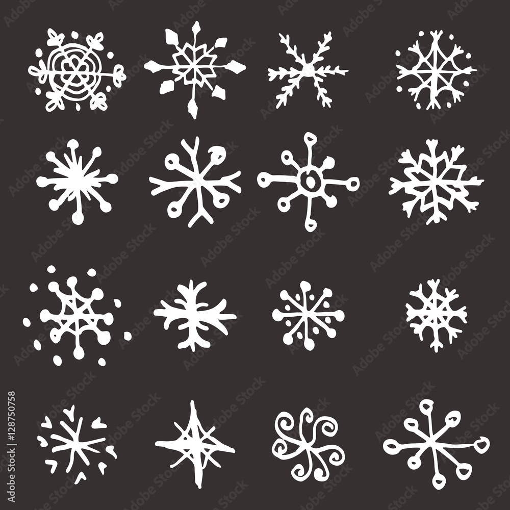 Hand-drawn snowflakes set Hand-drawn snowflakes set
