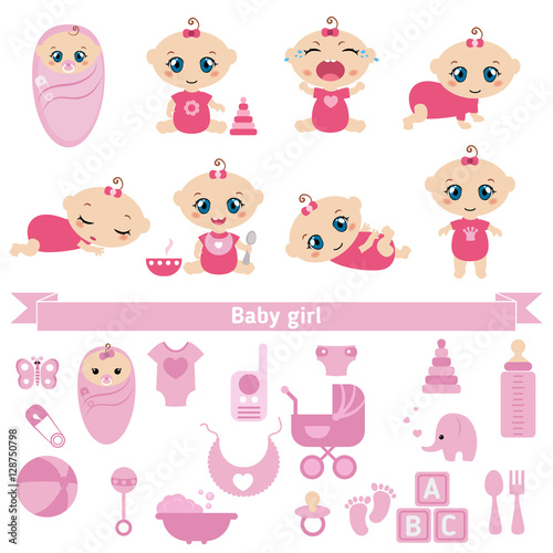Set of cute baby girls