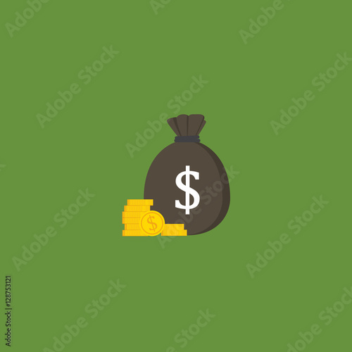 Flat Design of Moneybag With US Dollar Sign