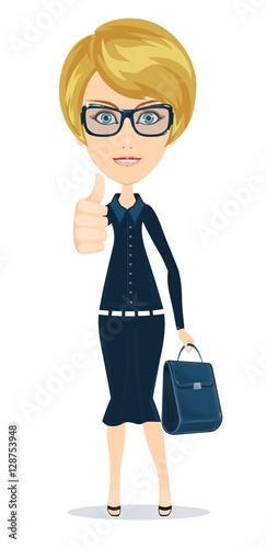 attractive young woman in elegant office clothes