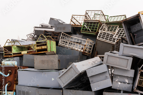 Scrap metal pile close-up.