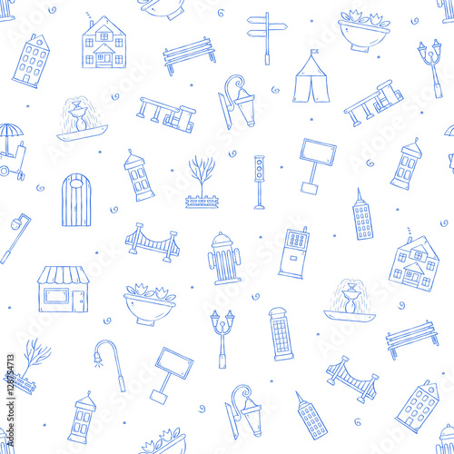 City elements icons pattern