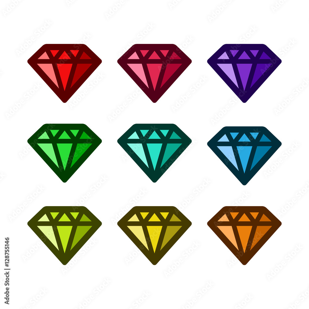 Colorful Diamond Icons Colorful Diamond Icons