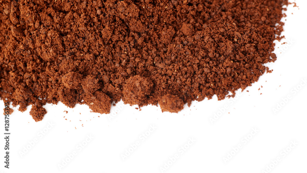 Ground milled coffee powder isolated over white background Ground milled coffee powder isolated over white background