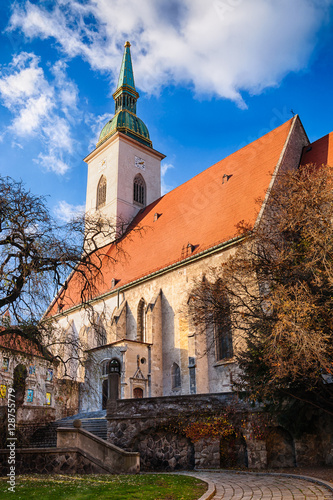 St. Martin 's cathedral in Bratislava on autumn sunny day photo