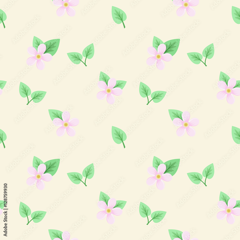 vector seamless pattern of cherry flowers and leaves