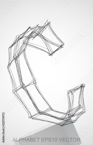 Vector illustration of a Ink sketched C. Hand drawn 3D C. © Maksim Kabakou