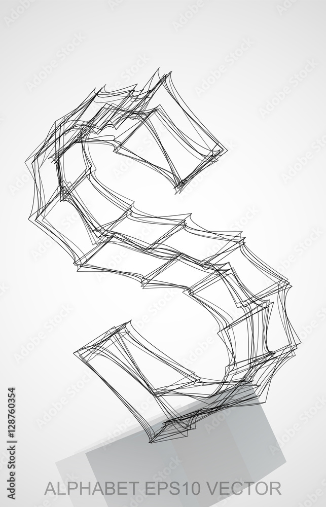 Vector illustration of a Ink sketched S. Hand drawn 3D S. Vector illustration of a Ink sketched S. Hand drawn 3D S.
